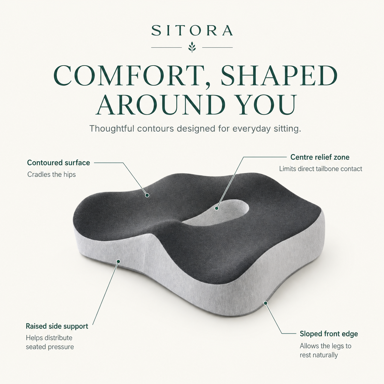COMFSEAT ergonomic seat cushion